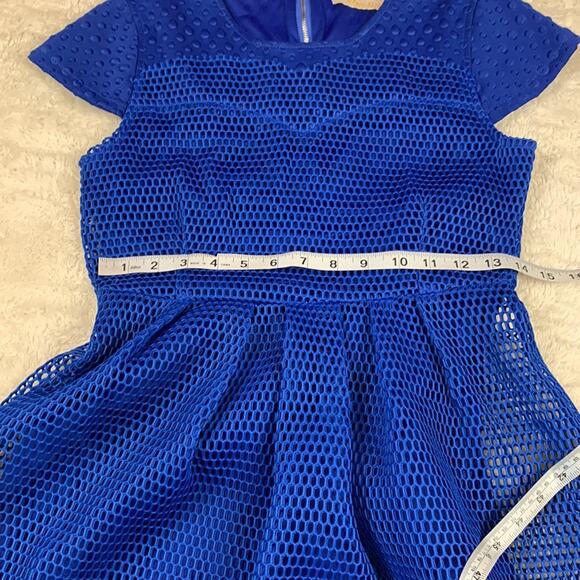 Cobalt blue mesh and bubble fit and flare scuba dress, size 1 - Picture 11 of 13